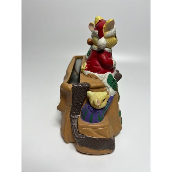 Porcelain Christmas Card Mail Holder Mr & Mrs Mice Santa & Helper - Picture 7 of 8